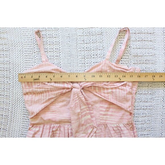 Anthropologie Whit Two Pink Midi dress Striped Twist Knot Cotton Neck Size 4P - Picture 2 of 11